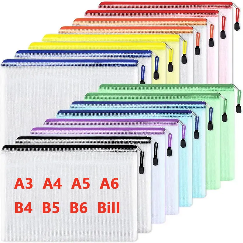 Portfolio Folder Zip - A3/A4/A5/A6 Mesh Zipper Pouch Document Bag