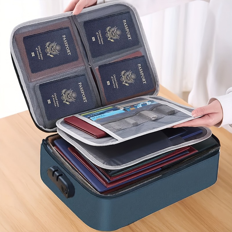 Portfolio Folder Zip - Lockable File Storage Bag,3-Layer Zipper Organizer
