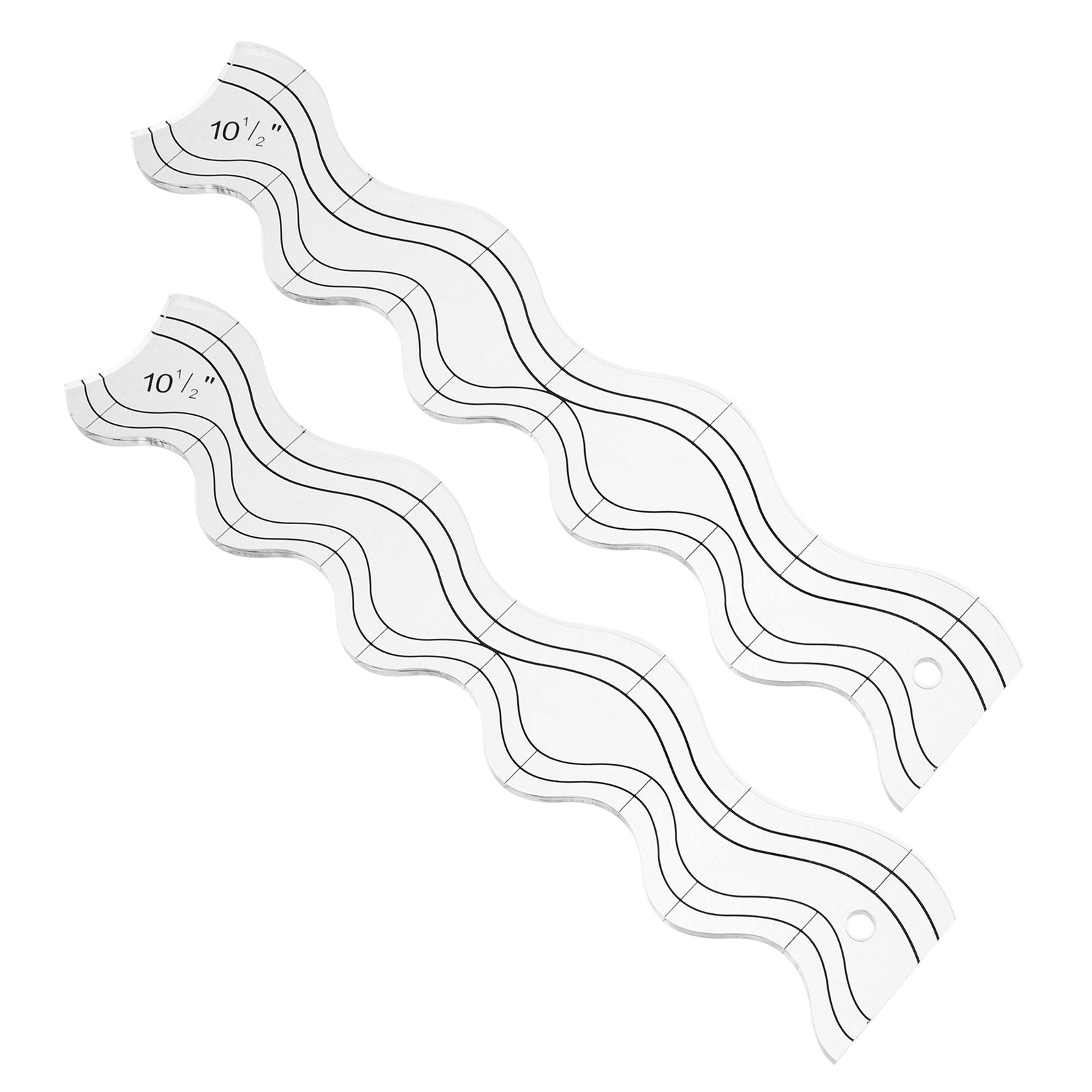 Ruler Set Transparent - 2Pcs Transparent Acrylic Wavy Quilting Ruler