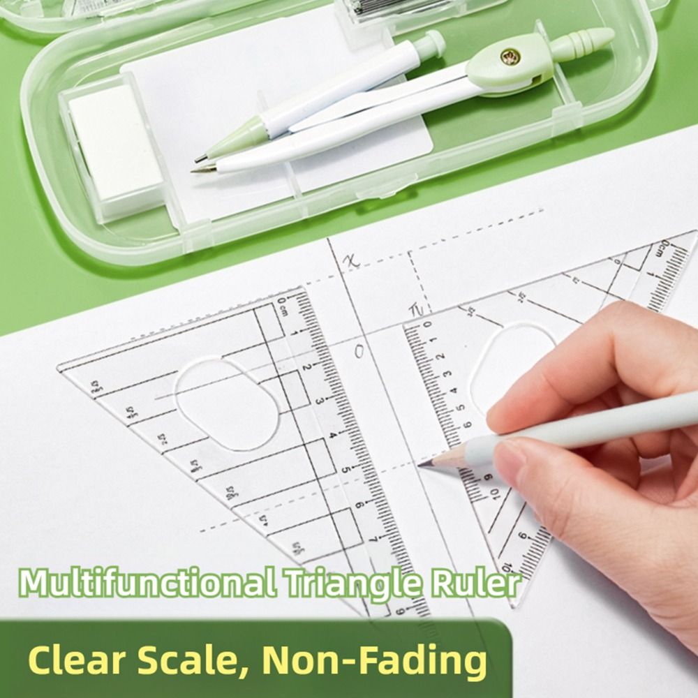8PCS/Set Plastic Ruler Compass - Ruler Set Transparent ulasan dan harga