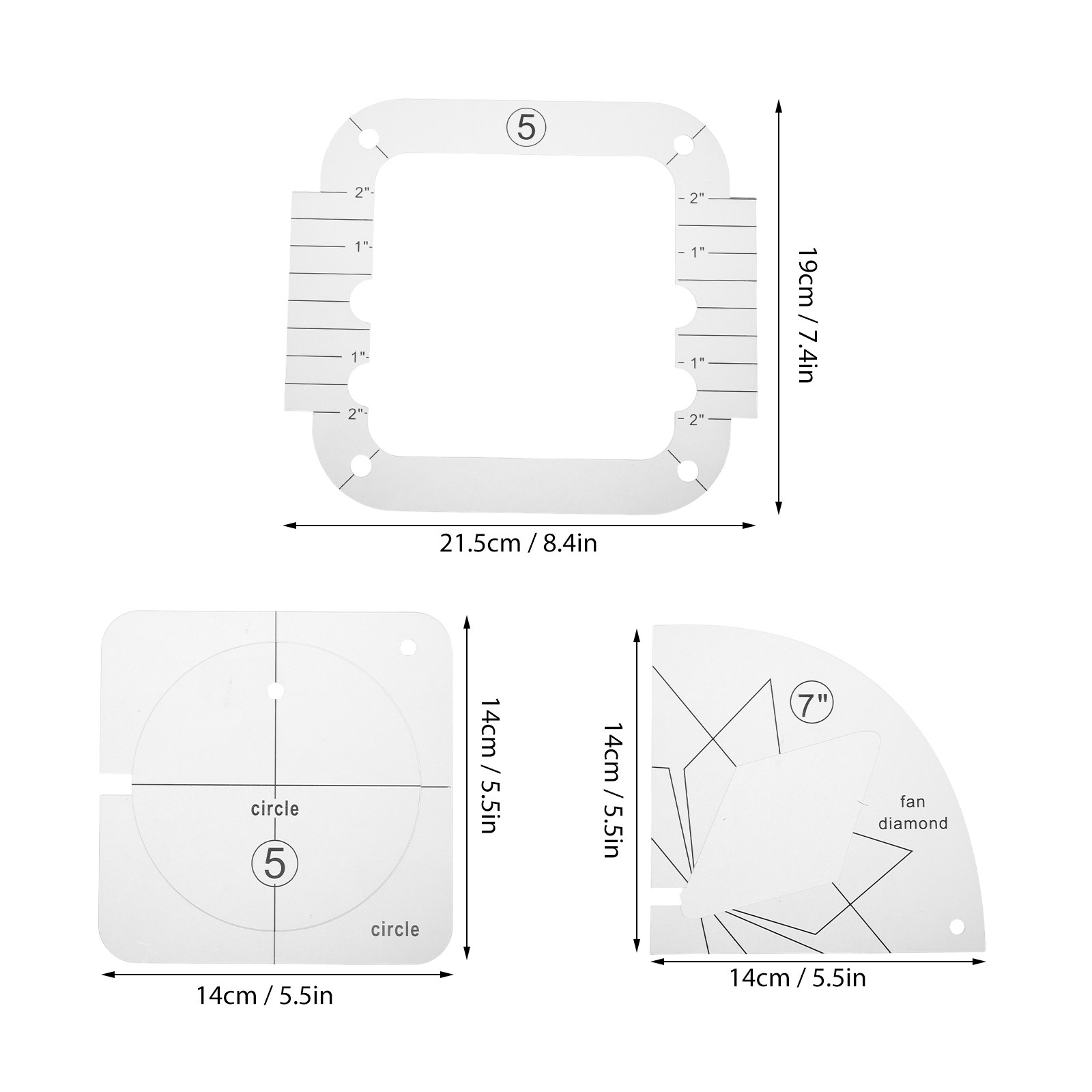3Pcs Acrylic Transparent Sewin - Ruler Set Transparent ulasan dan harga