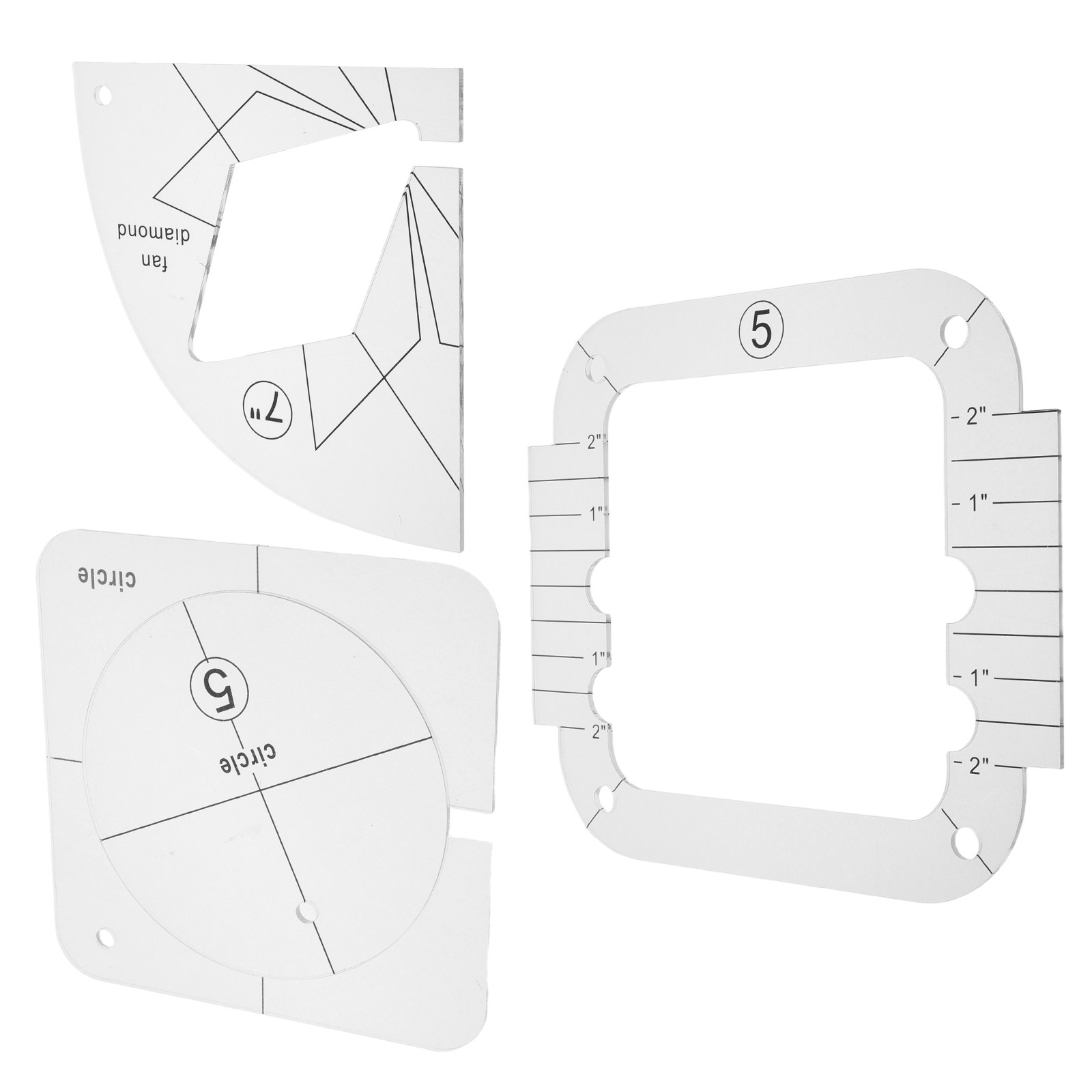 3Pcs Acrylic Transparent Sewin - Ruler Set Transparent ulasan dan harga