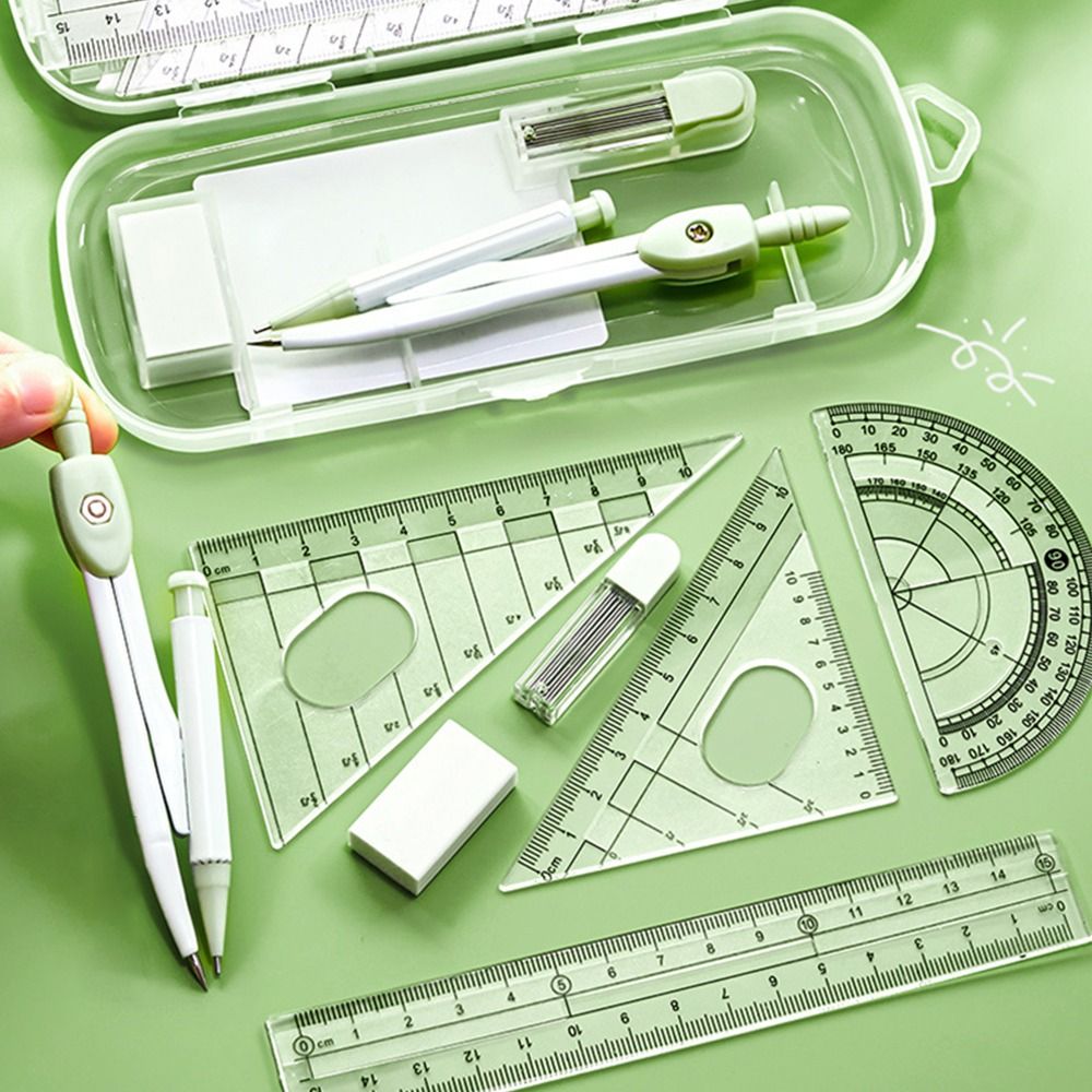 8PCS/Set Plastic Ruler Compass - Ruler Set Transparent ulasan dan harga