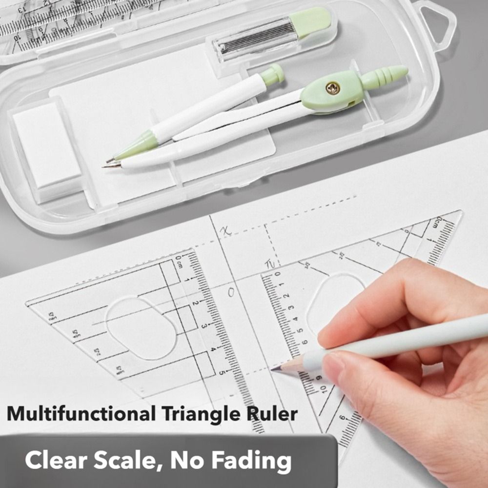 8PCS/Set Plastic Ruler Compass - Ruler Set Transparent ulasan dan harga
