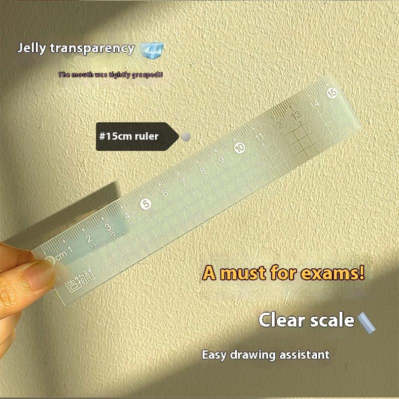 4PCS/Set 15CM Jelly Ruler Set  - Ruler Set Transparent ulasan dan harga