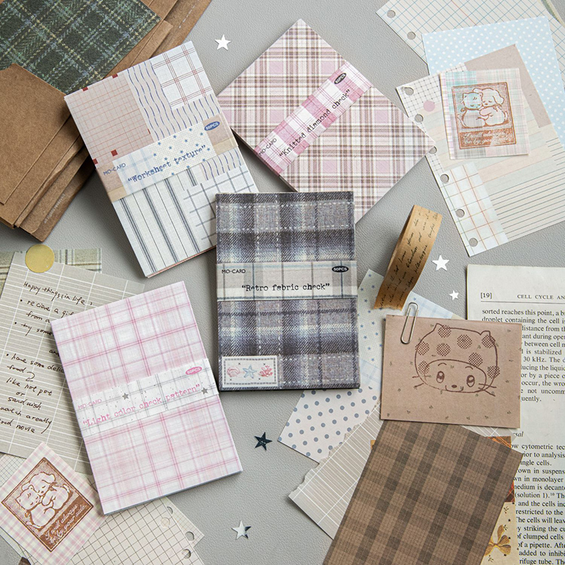 50pcs Creative Plaid Decor Scr - Cardstock Paper Pack ulasan dan harga