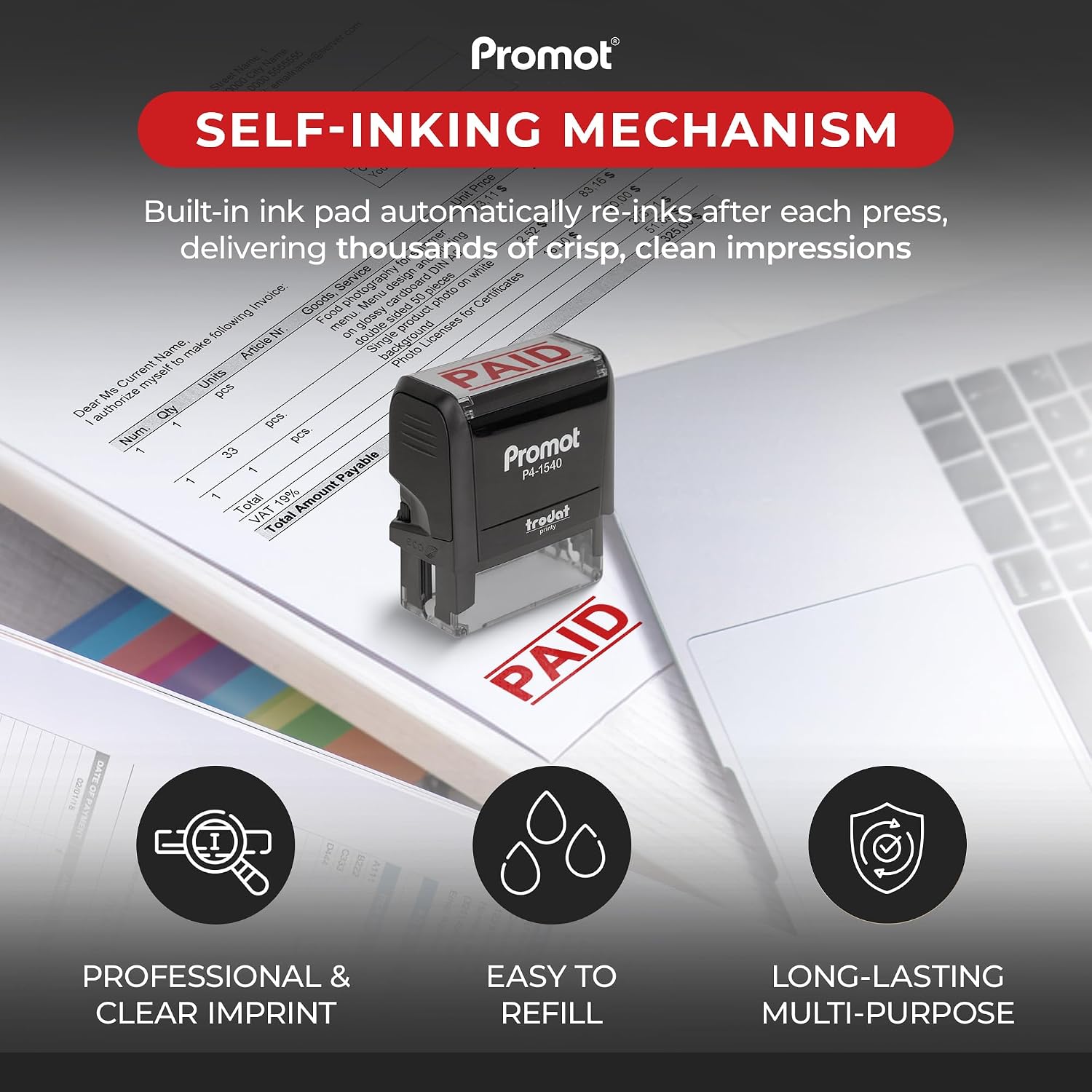 Self-Inking Paid Stamp Refilla - Self Inking Stamp ulasan dan harga