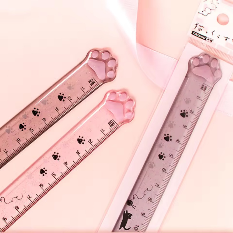 1Pcs Cat Paw Design Ruler Meas - Ruler Set Transparent ulasan dan harga