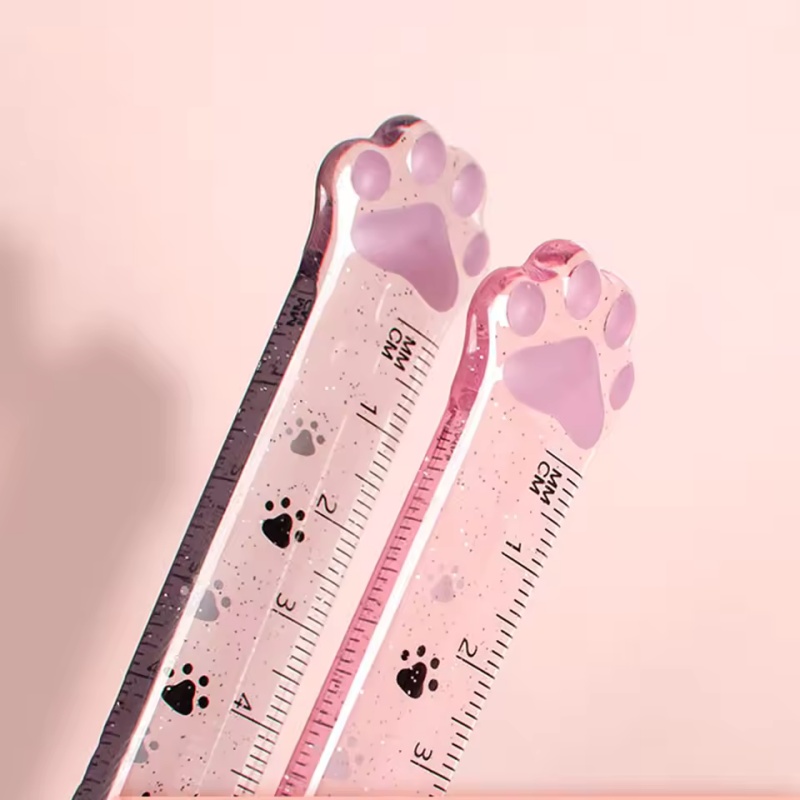 1Pcs Cat Paw Design Ruler Meas - Ruler Set Transparent ulasan dan harga