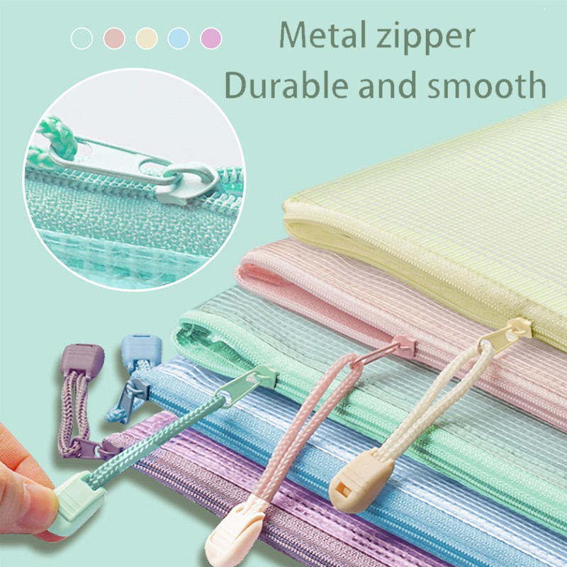 5pcs Mesh Zipper Pouch Documen - Portfolio Folder Zip ulasan dan harga