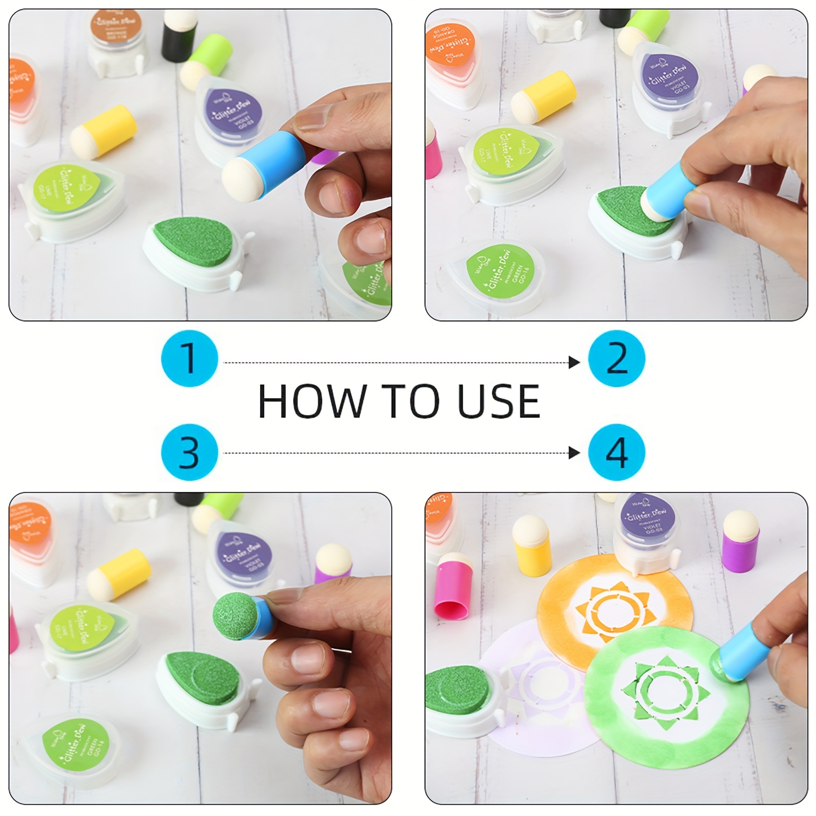 9pcs Craft Finger Sponge Daube - Self Inking Stamp ulasan dan harga