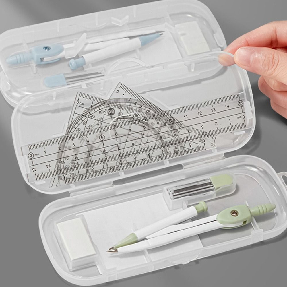 8PCS/Set Plastic Ruler Compass - Ruler Set Transparent ulasan dan harga