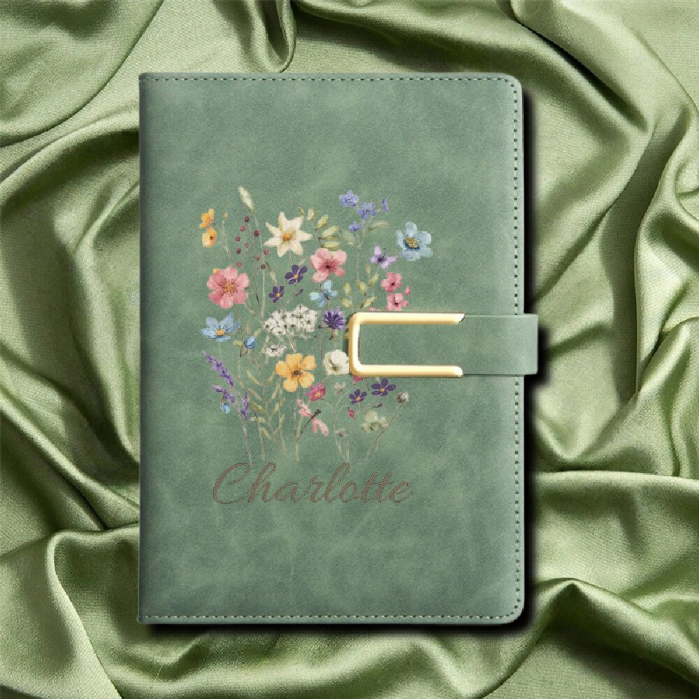 A5 Floral Monogram Custom Name - Journal Leather Hardcover ulasan dan harga