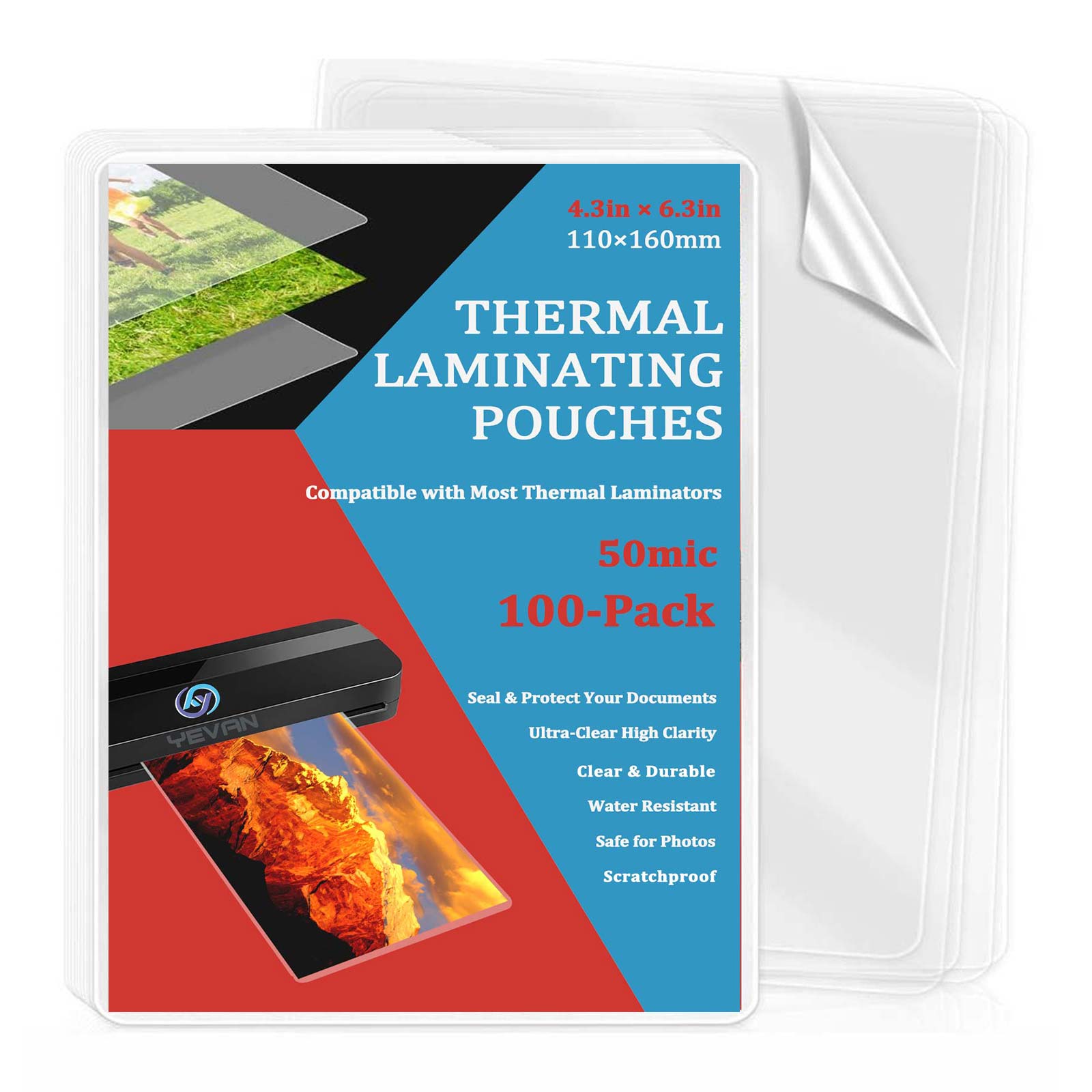 100 Sheets 4.3×6.3in Thermal L - Document Laminator Pouch ulasan dan harga