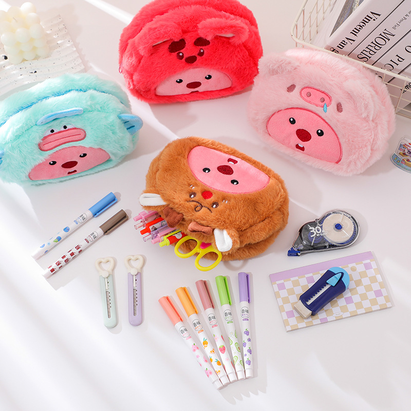 Cartoon Plush Pencil Bag Stude - Pencil Case Large ulasan dan harga