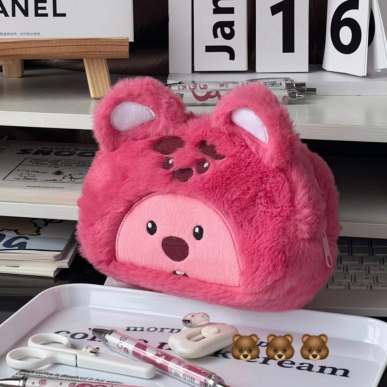 Cartoon Plush Pencil Bag Stude - Pencil Case Large ulasan dan harga