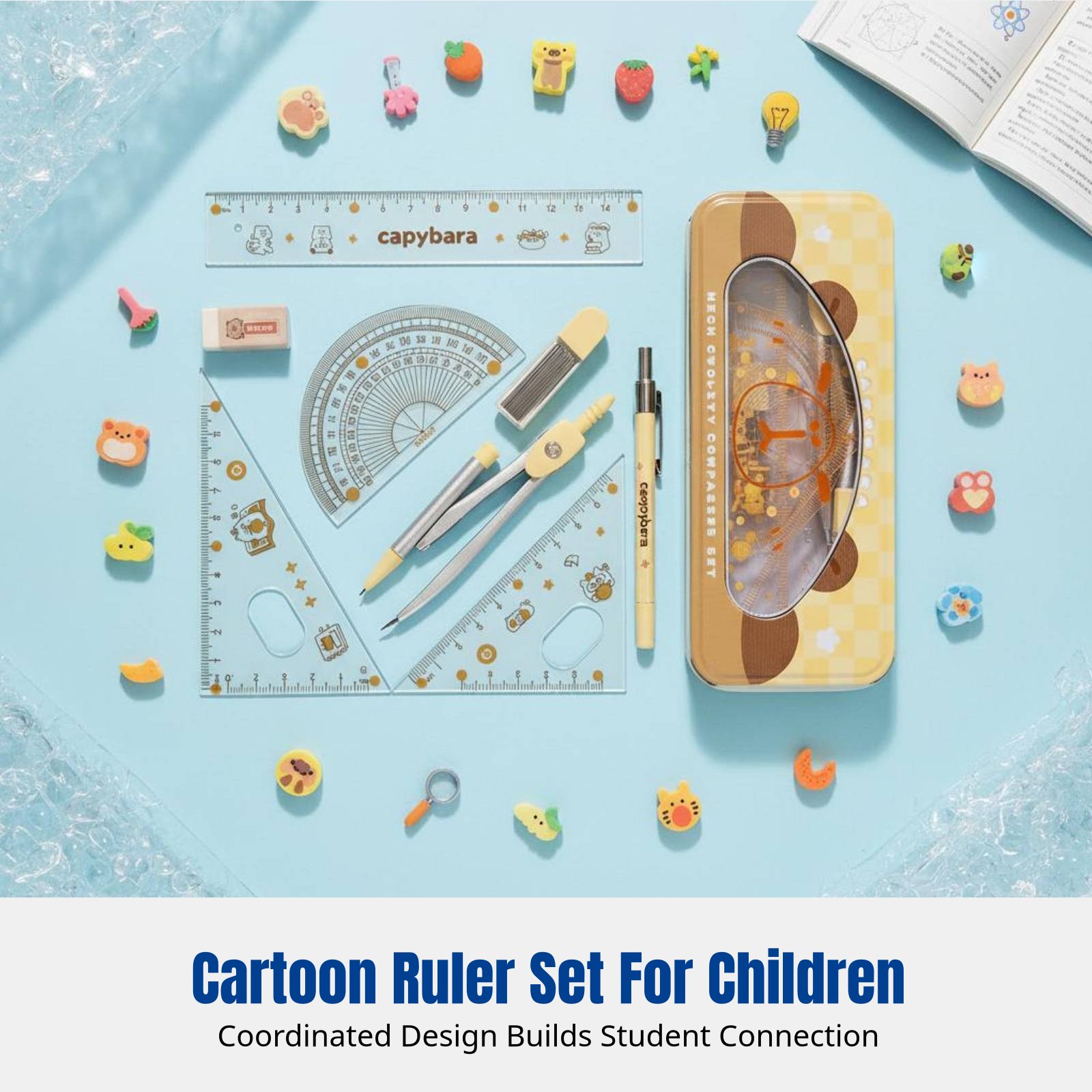 Ruler Set for Students, Cartoo - Ruler Set Transparent ulasan dan harga